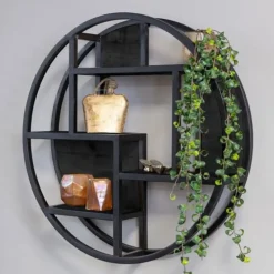 Furndea Orianna wandrek industrieel rond zwart - 16x75⌀cm