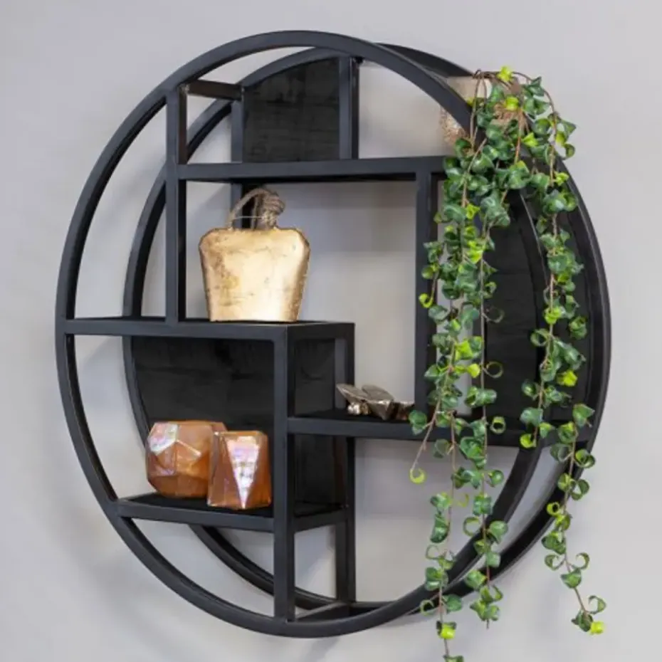 Furndea Orianna wandrek industrieel rond zwart - 16x75⌀cm