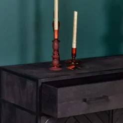 Furndea Wandkast Scandi visgraat zwart - 40x100x115 cm