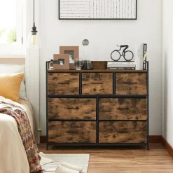 Furnihaus Commode kast 7 stoffen laden met handgrepen metalen frame industrieel