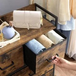 Furnihaus Commode kast 7 stoffen laden met handgrepen metalen frame industrieel