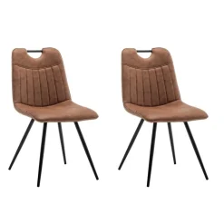 Furnihaus Eetkamerstoel Leon Microvezel Cognac Set van 2