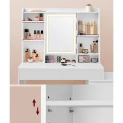 Furnihaus Kaptafel LED 3 kleuren lichtsterkte instelbaar met spiegel voor