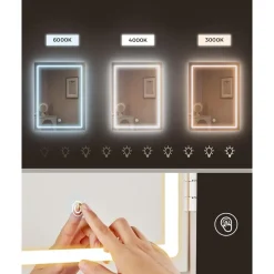 Furnihaus Kaptafel LED 3 kleuren lichtsterkte instelbaar met spiegel voor