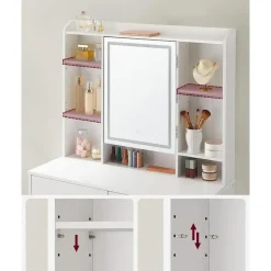 Furnihaus Kaptafel met LED 3 kleuren met instelbare lichtsterkte met spiegel