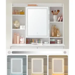 Furnihaus Kaptafel met LED 3 kleuren met instelbare lichtsterkte met spiegel