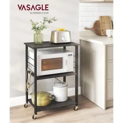 Furnihaus Keukentrolley - op wieltjes - 2 legplanken - zwart - 60cm