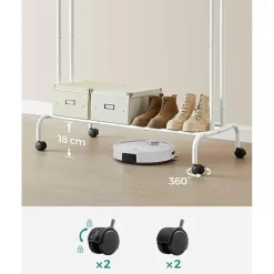 Furnihaus Kledingroede Kledingrek Dubbele Kledingophangrail met wielen 103,5 cm