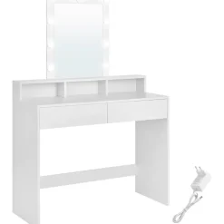 Furnihaus Witte Kaptafel met Led - 2 lades en 3 open vakken - Wit