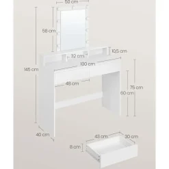 Furnihaus Witte Kaptafel met Led - 2 lades en 3 open vakken - Wit