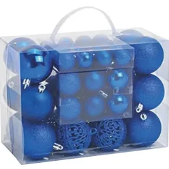 G. Wurm Kerstballen - 50ST - blauw - 3 - 4 - 6 cm - kunststof