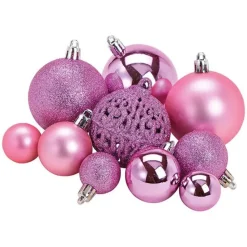 G. Wurm Kerstballen - 50ST - roze - 3 - 4 - 6 cm - kunststof
