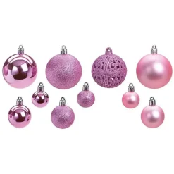 G. Wurm Kerstballen - 50ST - roze - 3 - 4 - 6 cm - kunststof