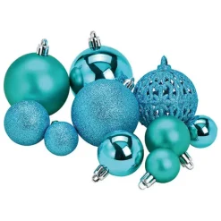 G. Wurm Kerstballen - 50ST - turquoise blauw - 3 - 4 - 6 cm