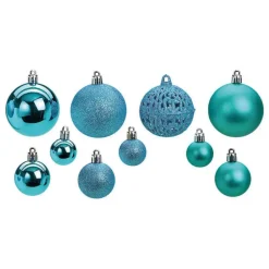 G. Wurm Kerstballen - 50ST - turquoise blauw - 3 - 4 - 6 cm