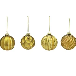 G. Wurm luxe gedecoreerde kerstballen -12x - goud - glas - 8 cm