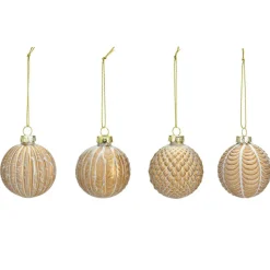 G. Wurm luxe kerstballen -12x - champagne - glas - 6 cm