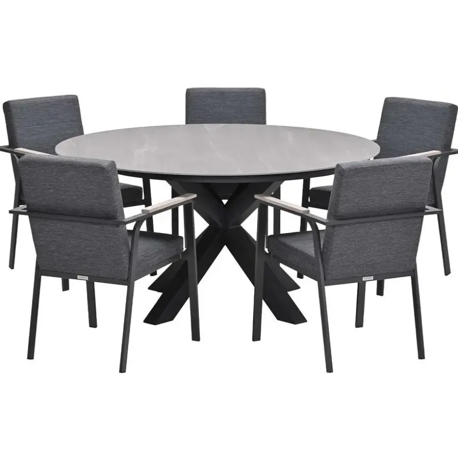 Garden Impressions Angela tuinset 6-delig - Duuk tuintafel Ø150 cm