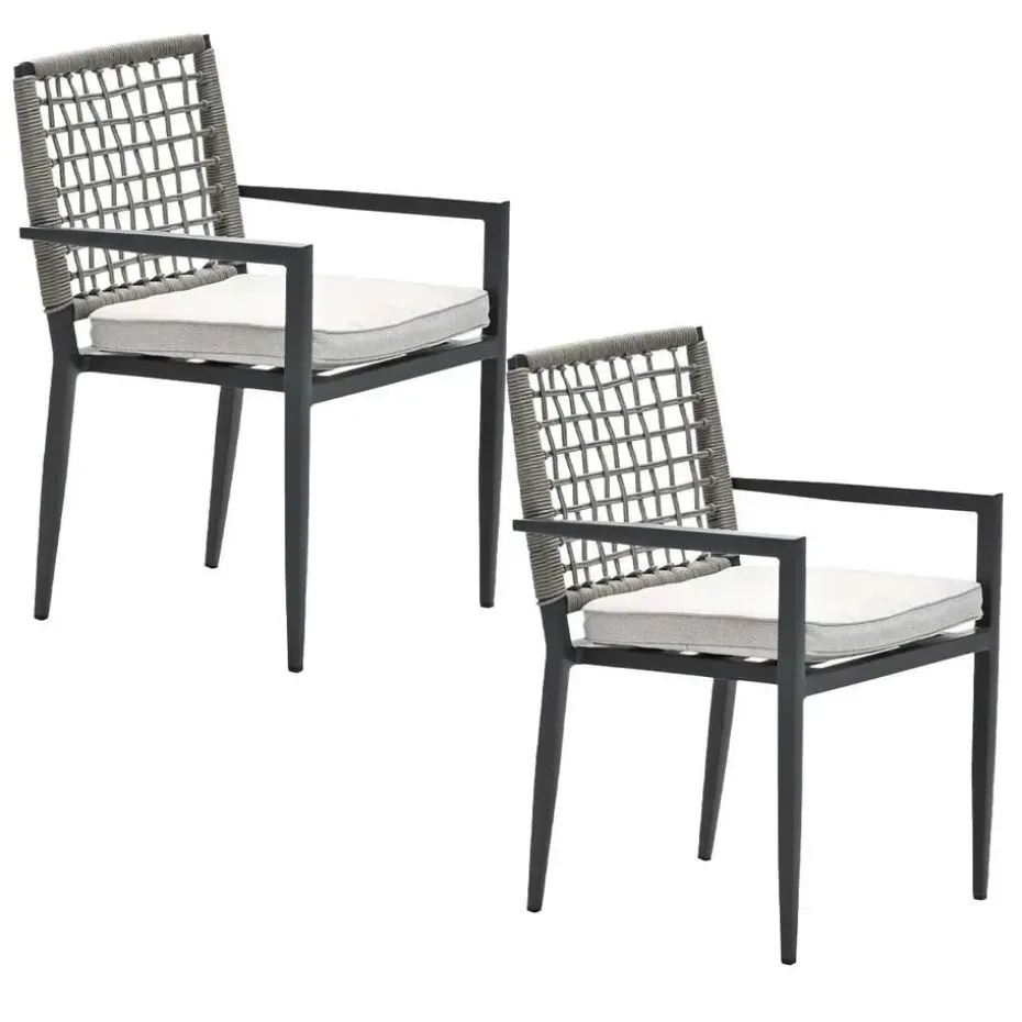 Garden Impressions Burela tuinstoel taupe - 2 stuks