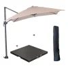 Garden Impressions Hawai parasol S 250x250 ecru + 80kg voet en hoes