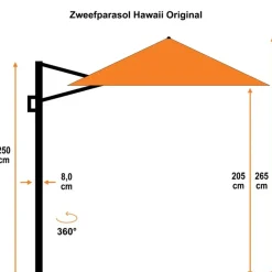 Garden Impressions Hawaii zweefparasol 3.5m zwart met voet en hoes