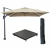 Garden Impressions Hawaii zweefparasol 3x3m taupe met voet en hoes