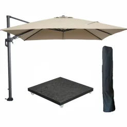 Garden Impressions Hawaii zweefparasol 3x3m taupe met voet en hoes