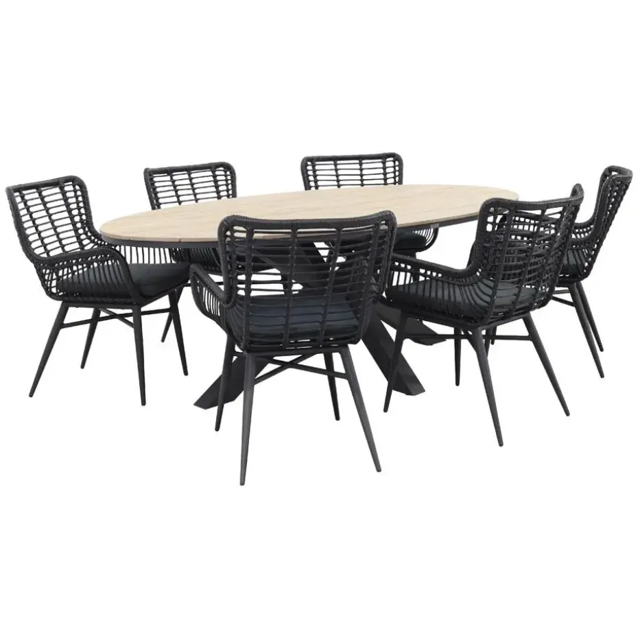 Garden Impressions Jasmine - Black/Edison 220x115 cm. - ovale tuinset