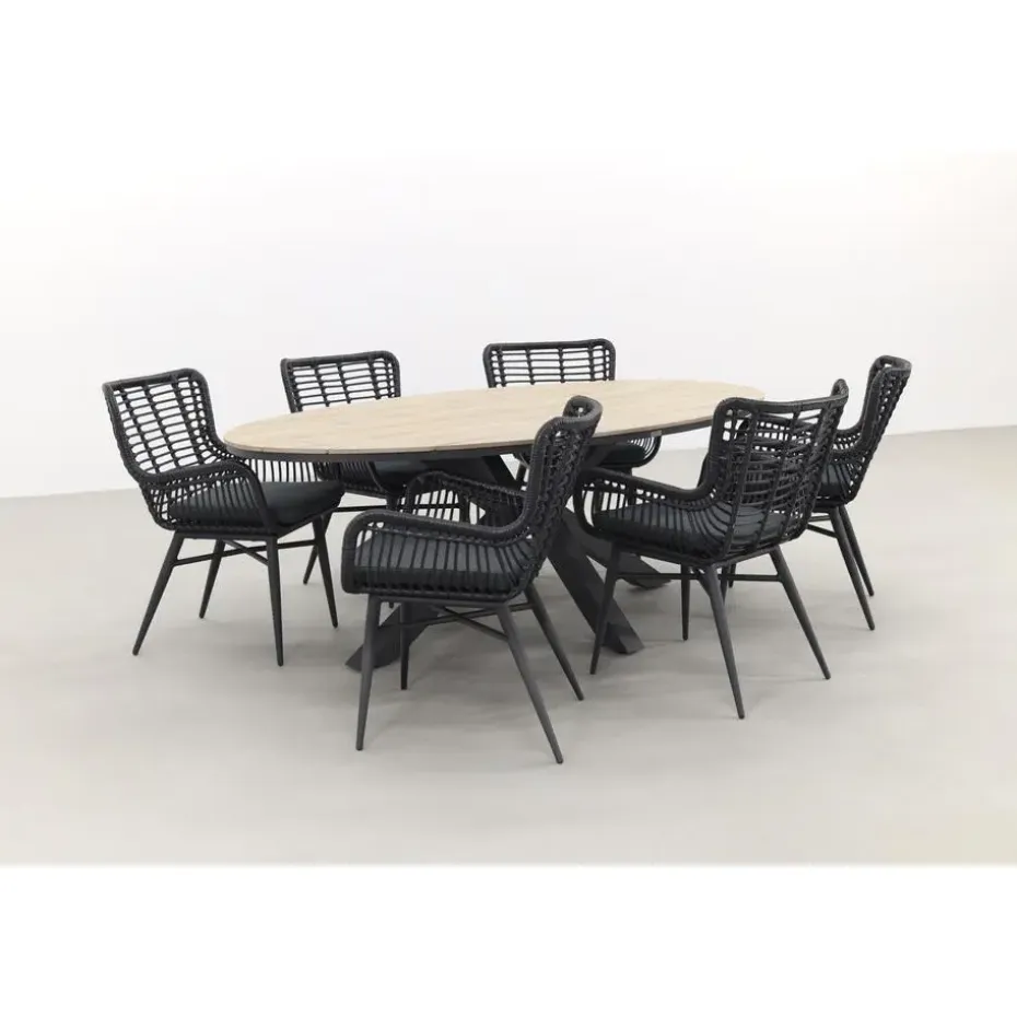 Garden Impressions Jasmine - Black/Edison 220x115 cm. - ovale tuinset