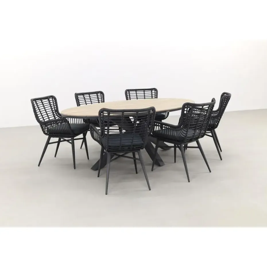 Garden Impressions Jasmine - Black/Edison 220x115 cm. - ovale tuinset