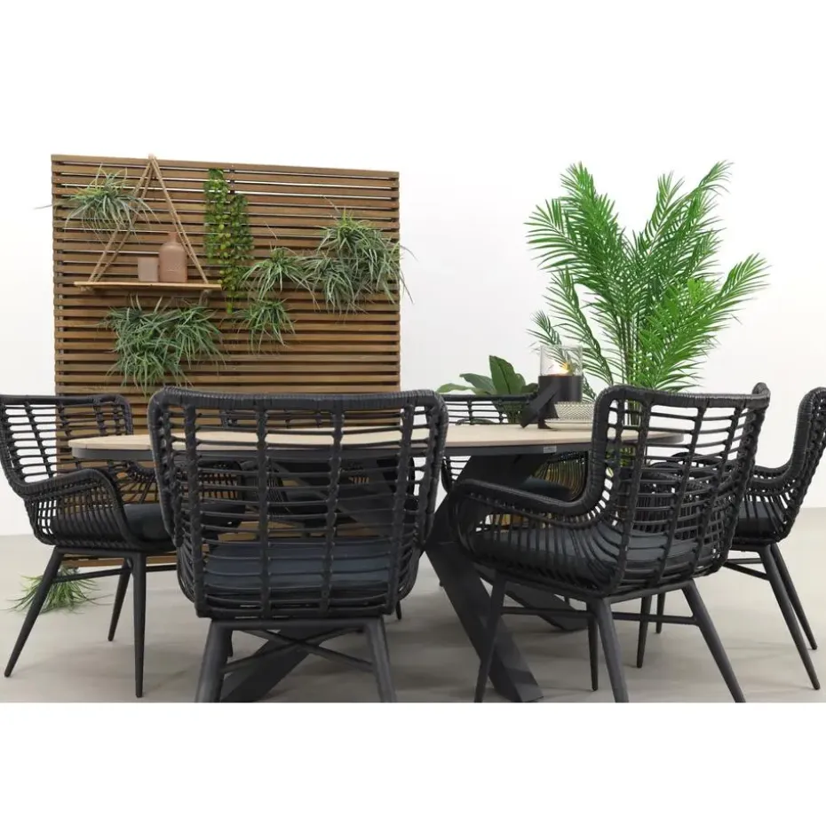 Garden Impressions Jasmine - Black/Edison 220x115 cm. - ovale tuinset