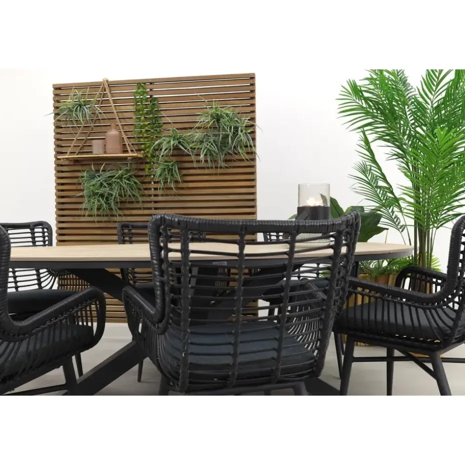 Garden Impressions Jasmine - Black/Edison 220x115 cm. - ovale tuinset