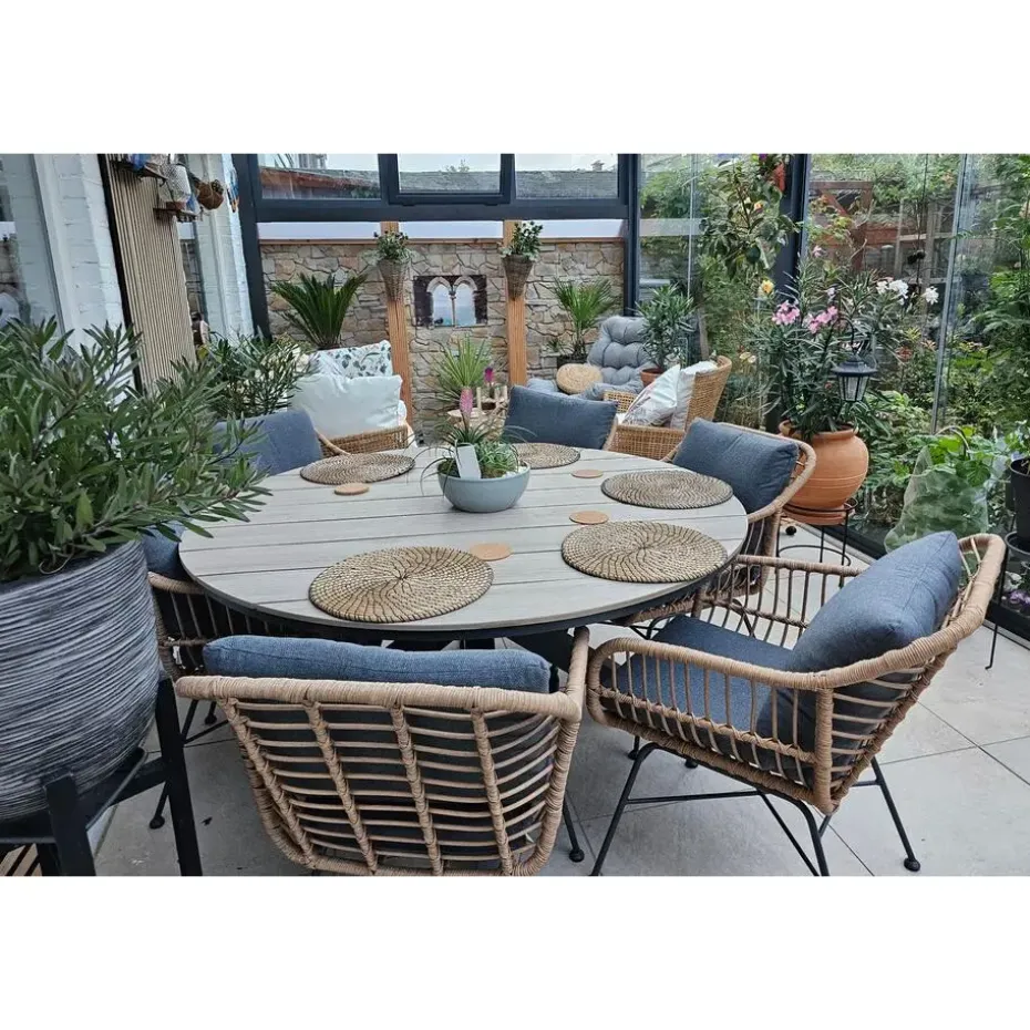 Garden Impressions Margriet naturel / Edison 148 cm. - ronde tuinset