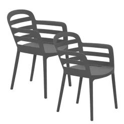 Garden Impressions Mira tuinstoel donker grijs - 2 stuks