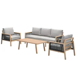 Garden Impressions San Capri loungeset 4-delig - light teak aluminium