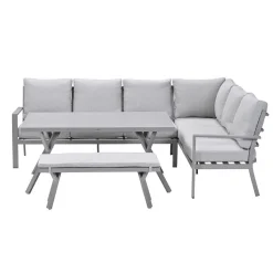 Garden Impressions Senja lounge dining set 4-delig rechts- valley sand