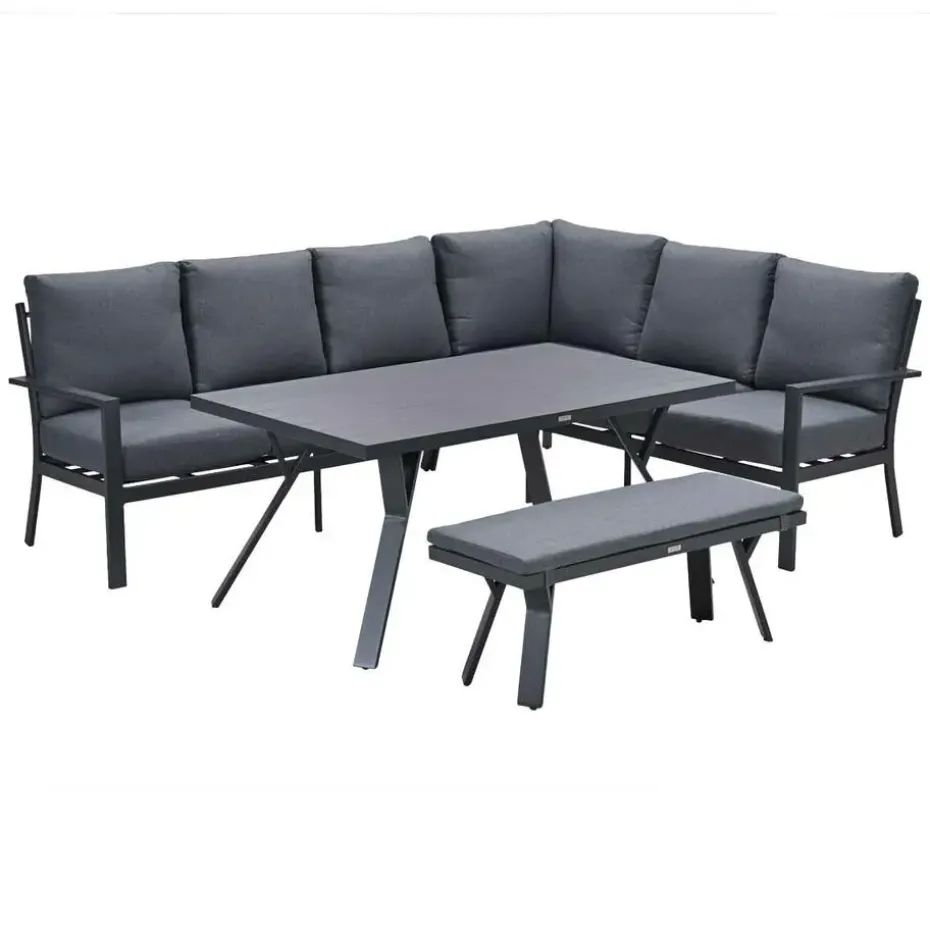 Garden Impressions Senja lounge dining set 4-delig rechts - m. grijs