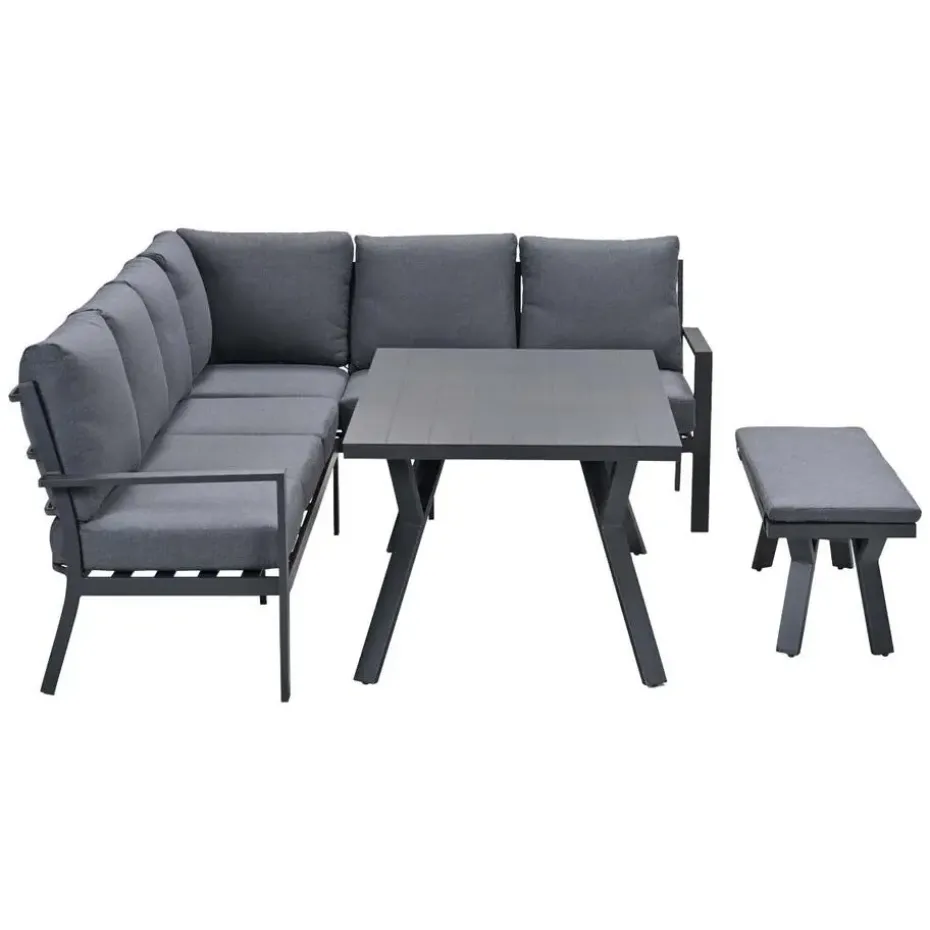 Garden Impressions Senja lounge dining set 4-delig rechts - m. grijs