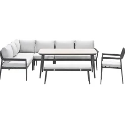 Garden Impressions Tineo lounge dining set 7-delig - donker grijs