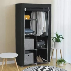 Garderobekast XL - Kledingkast - Opvouwbare Garderobekast Zwart -170x88x45