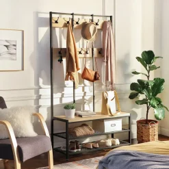 Garderoberek met Bankje van 100cm breed - Lichte Eik Kleur