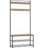 Garderoberek XL met Schoenenbank, Kapstok, H 175 cm en B 85 cm, Ashwood