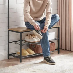 Garderoberek XL met Schoenenbank, Kapstok, H 175 cm en B 85 cm, Ashwood