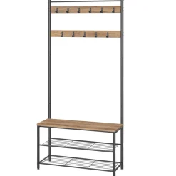 Garderoberek XL met Schoenenbank, Kapstok, H 175 cm en B 85 cm, Ashwood
