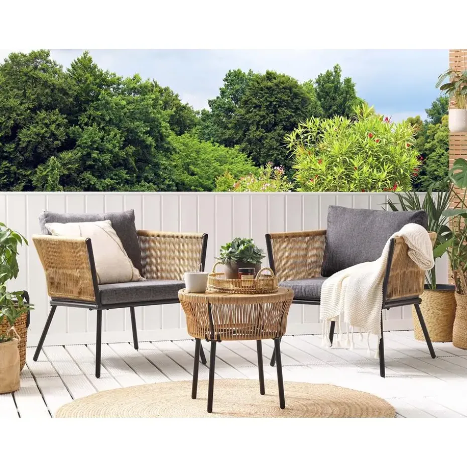 GARGANO - Bistroset voor 2 - Natuurlijk - PE rotan