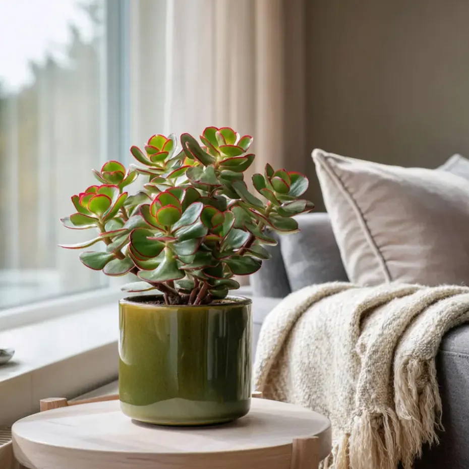 Geldboom - Set van 2 - Crassula ovata 'Sunset' - Hoogte 15-20cm - ⌀12cm