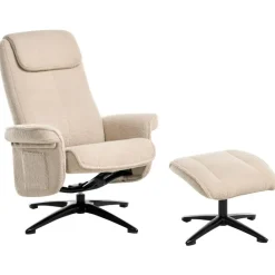 GERAS - Relaxfauteuil met voetenbank - Beige - Bouclé