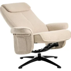 GERAS - Relaxfauteuil met voetenbank - Beige - Bouclé