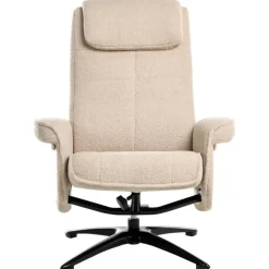 GERAS - Relaxfauteuil met voetenbank - Beige - Bouclé