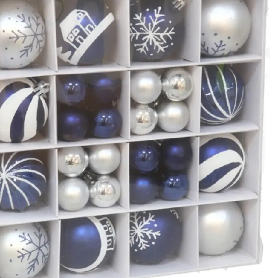 Gerimport kerstballen Kerstballen pakket - 42x - zilver/blauw